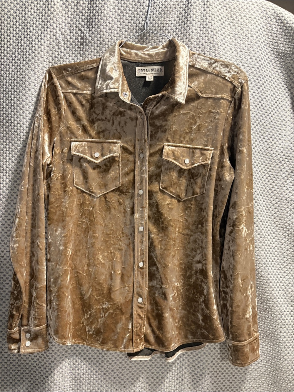 Idyllwind Gold Velvet Button-Down Shirt